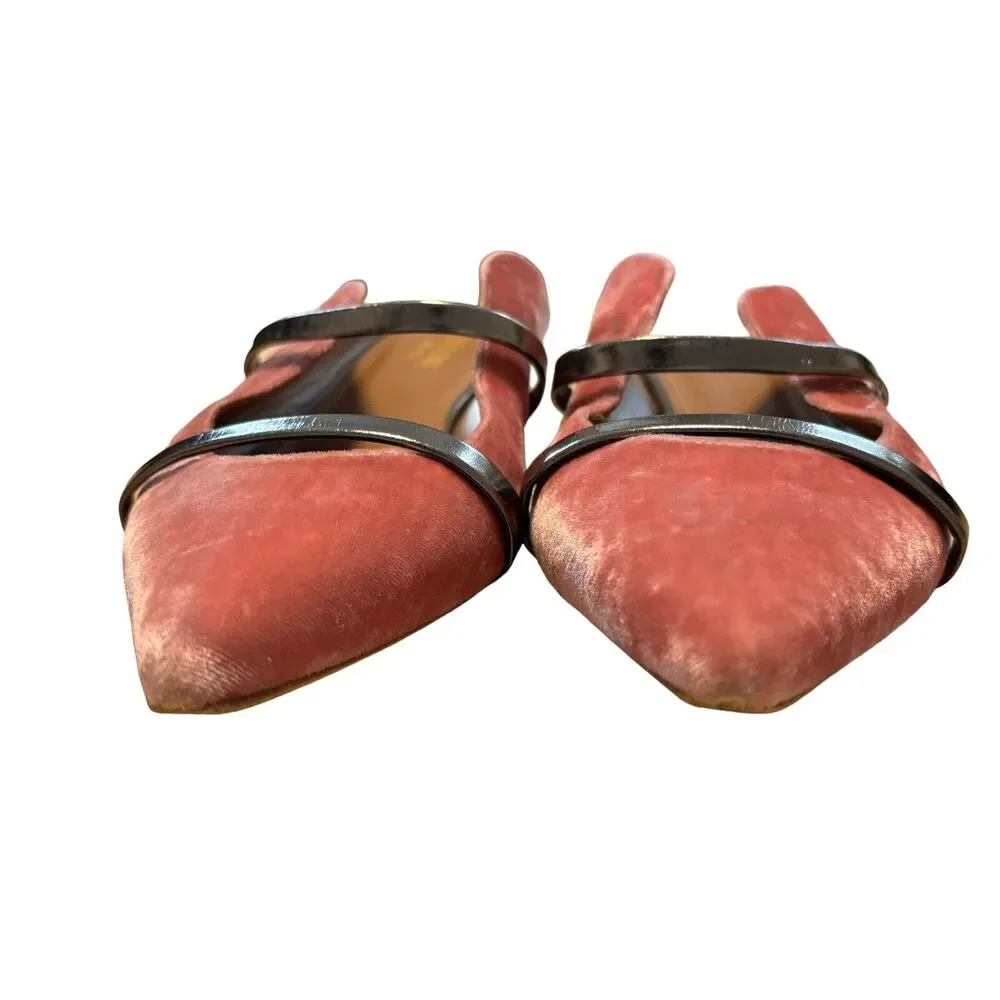 Malone Souliers‎ Pink Velvet Fabric Maureen Flat Mules Size 38